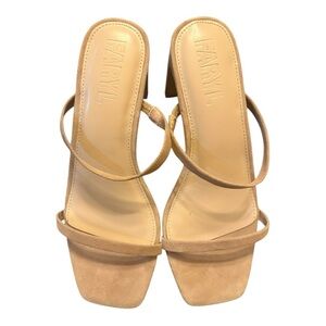Faryl By Farylrobin Womens Analisa Beige Tan Suede Leather Heels Sandals Shoes 9